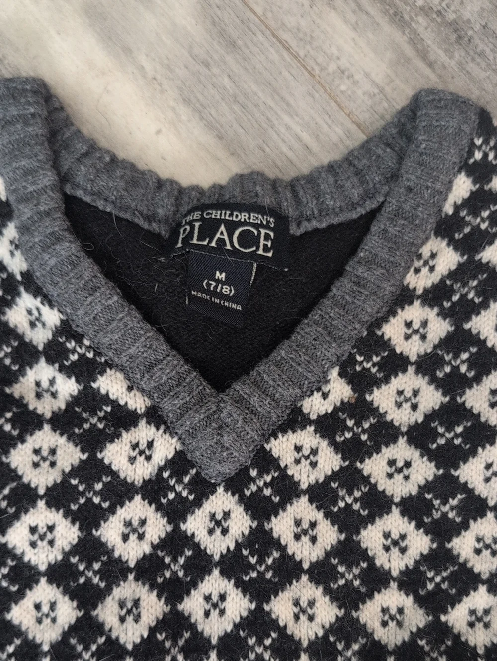 The Children's Place Gray & White V-Neck Sweater Vest